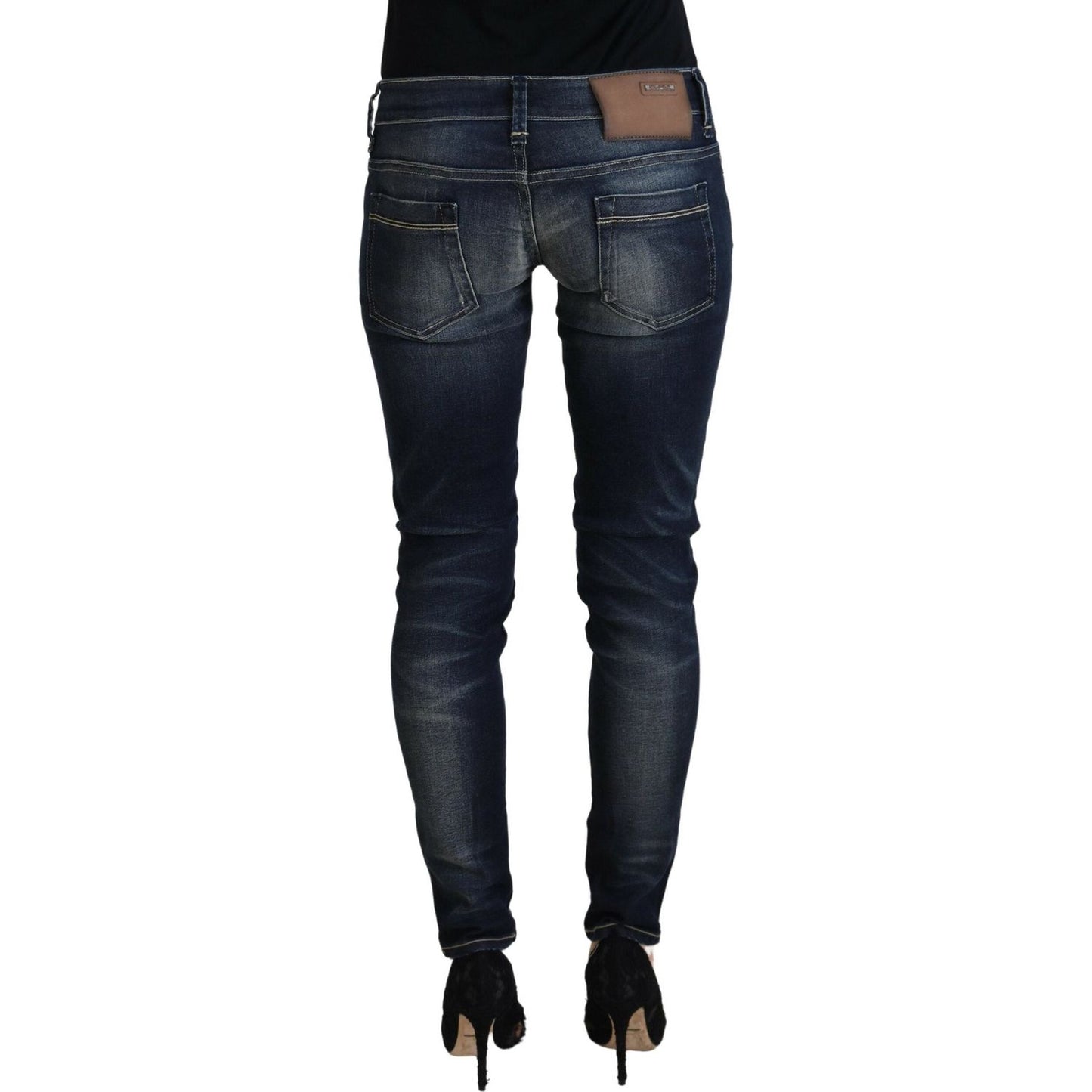 Acht Blue Washed Cotton Slim Fit Women Denim Jeans