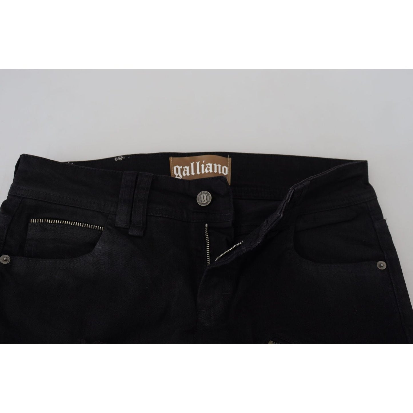 John Galliano Black Cotton Mid Waist Skinny Slim Fit Denim Jeans PAN74695- 28