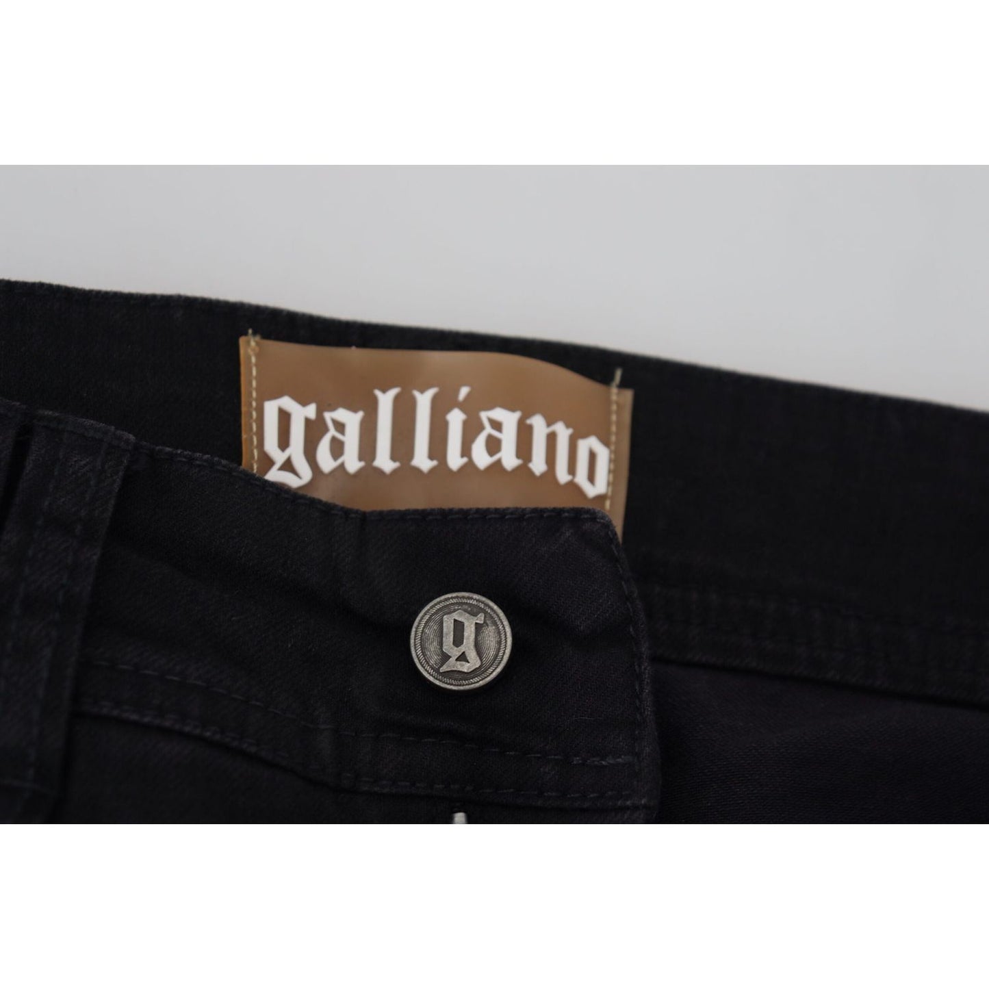 John Galliano Black Cotton Mid Waist Skinny Slim Fit Denim Jeans PAN74695- 28