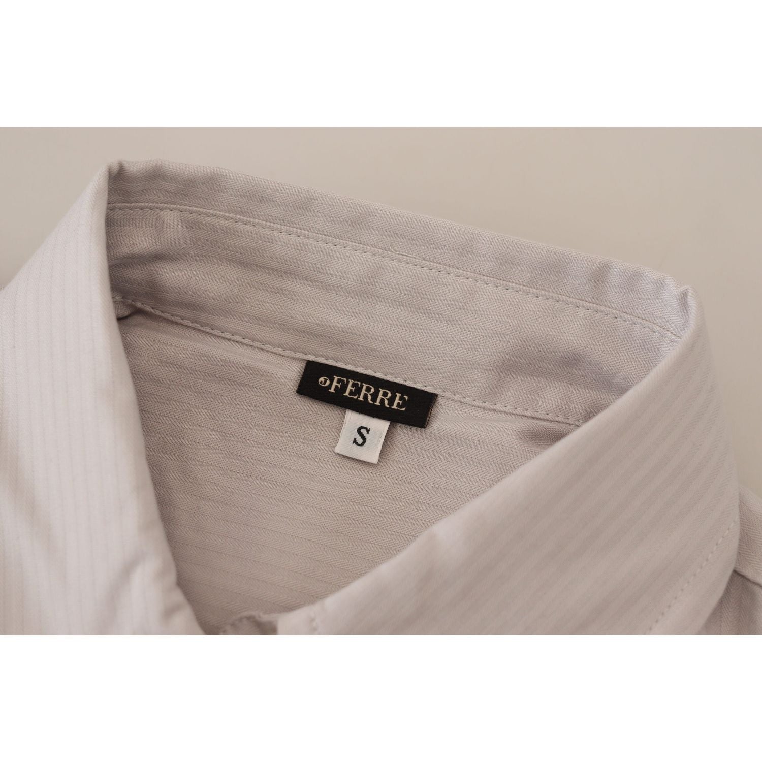 Ferre Light Gray Stripes Cotton Sleeveless Collared Top