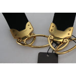 Dolce & Gabbana Black Gold Logo Print Brass Bag Shoulder Strap WMB270