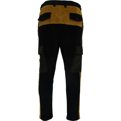 Dolce & Gabbana Black Yellow Cotton Men Pants