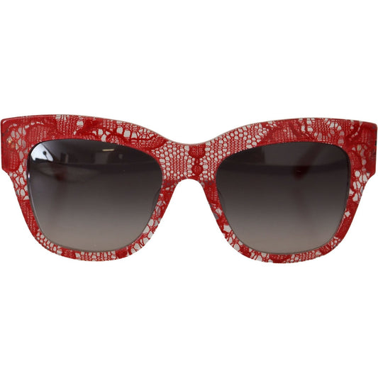 Dolce & Gabbana Red DG4231F Lace Acetate Rectangle Shades Sunglasses GLA1295