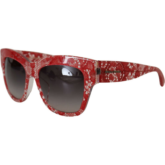 Dolce & Gabbana Red DG4231F Lace Acetate Rectangle Shades Sunglasses GLA1295