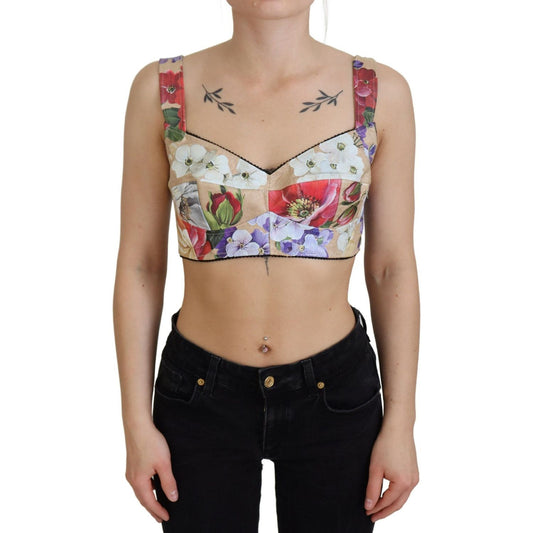 Dolce & Gabbana Multicolor Floral Cropped Bustier Corset Top