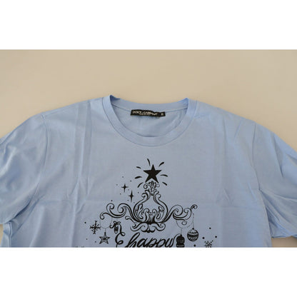 Dolce & Gabbana Light Blue Happy New Year 2017 Cotton T-shirt