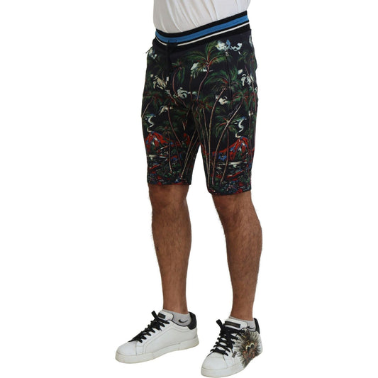 Dolce & Gabbana Black Cotton Volcano Print Casual Shorts PAN74748-44