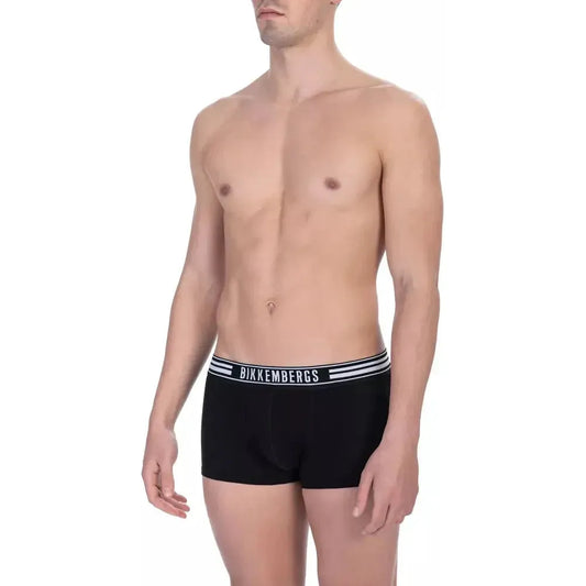 Bikkembergs Black Cotton Men Trunk Twin Pack