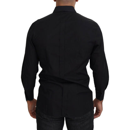 Dolce & Gabbana Black GOLD Cotton Collared Long Sleeve Shirt