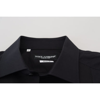 Dolce & Gabbana Black GOLD Cotton Collared Long Sleeve Shirt