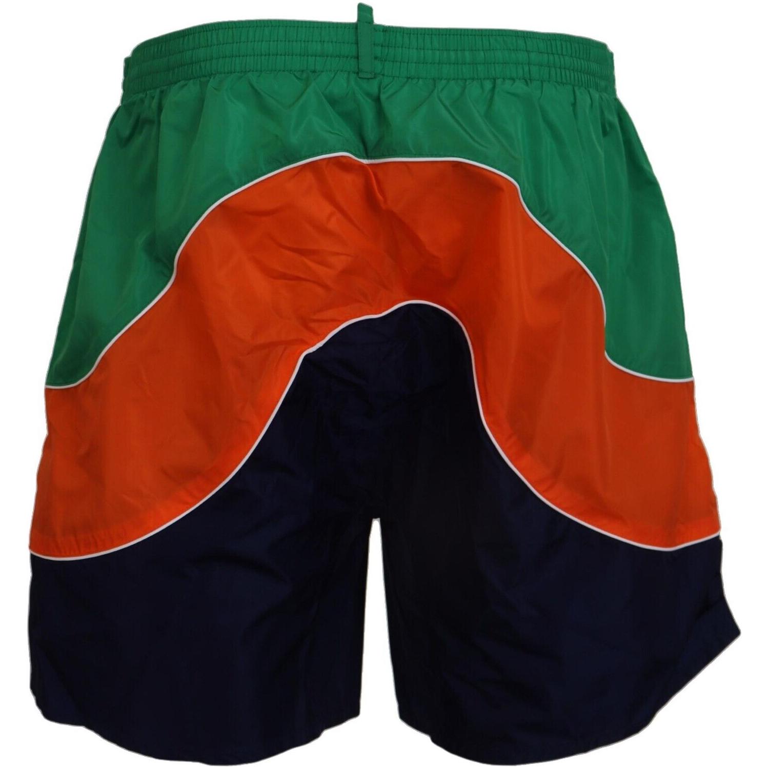 Dsquared² Multicolor Logo Print Men Beachwear Swimwear Short