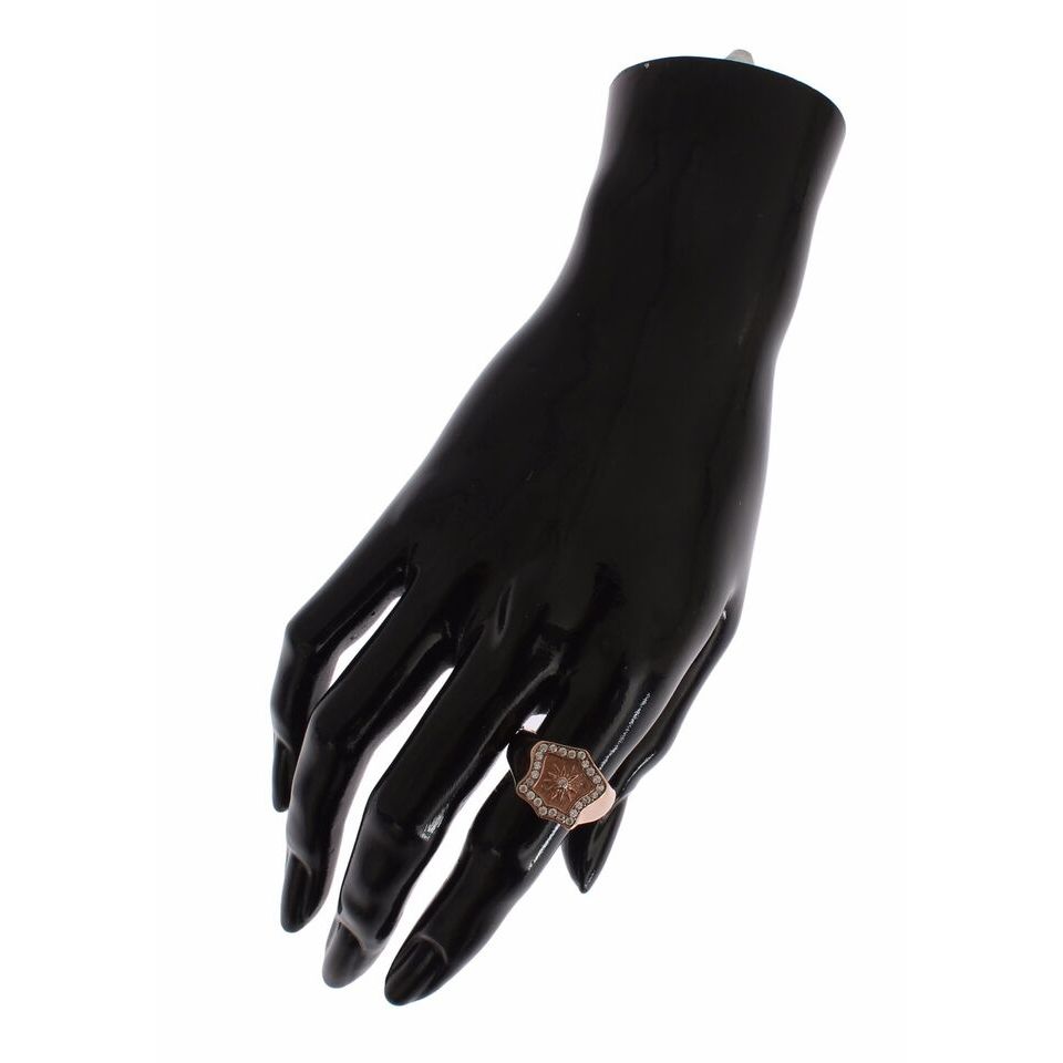 Nialaya Pink Gold 925 Silver Authentic Clear Ring