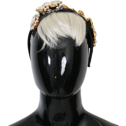 Dolce & Gabbana Black Crystal White Hair Parrucchiera Headband Diadem