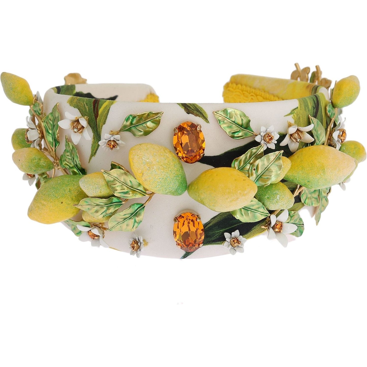 Dolce & Gabbana Yellow Lemons Sicily Crystal Diadem Tiara Headband