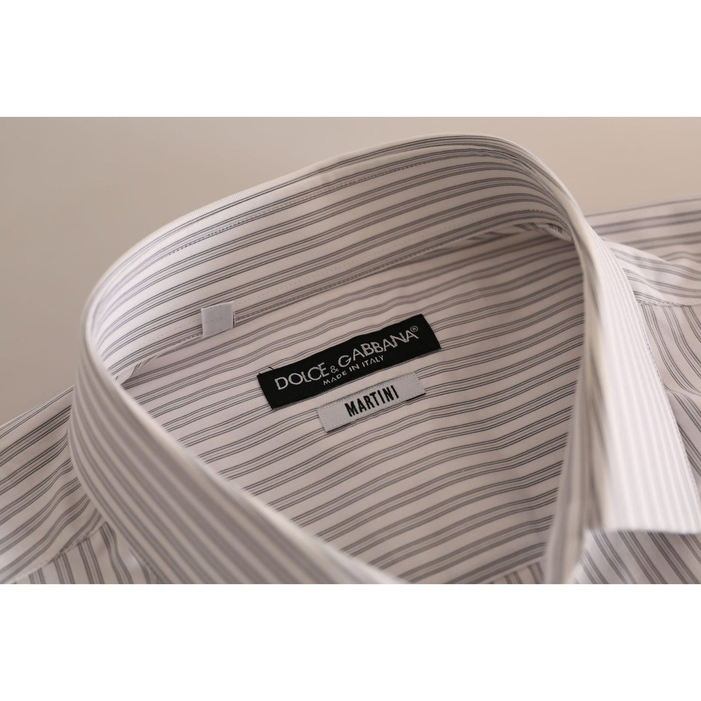 Dolce & Gabbana White MARTINI Cotton Stripe Dress Formal Shirt