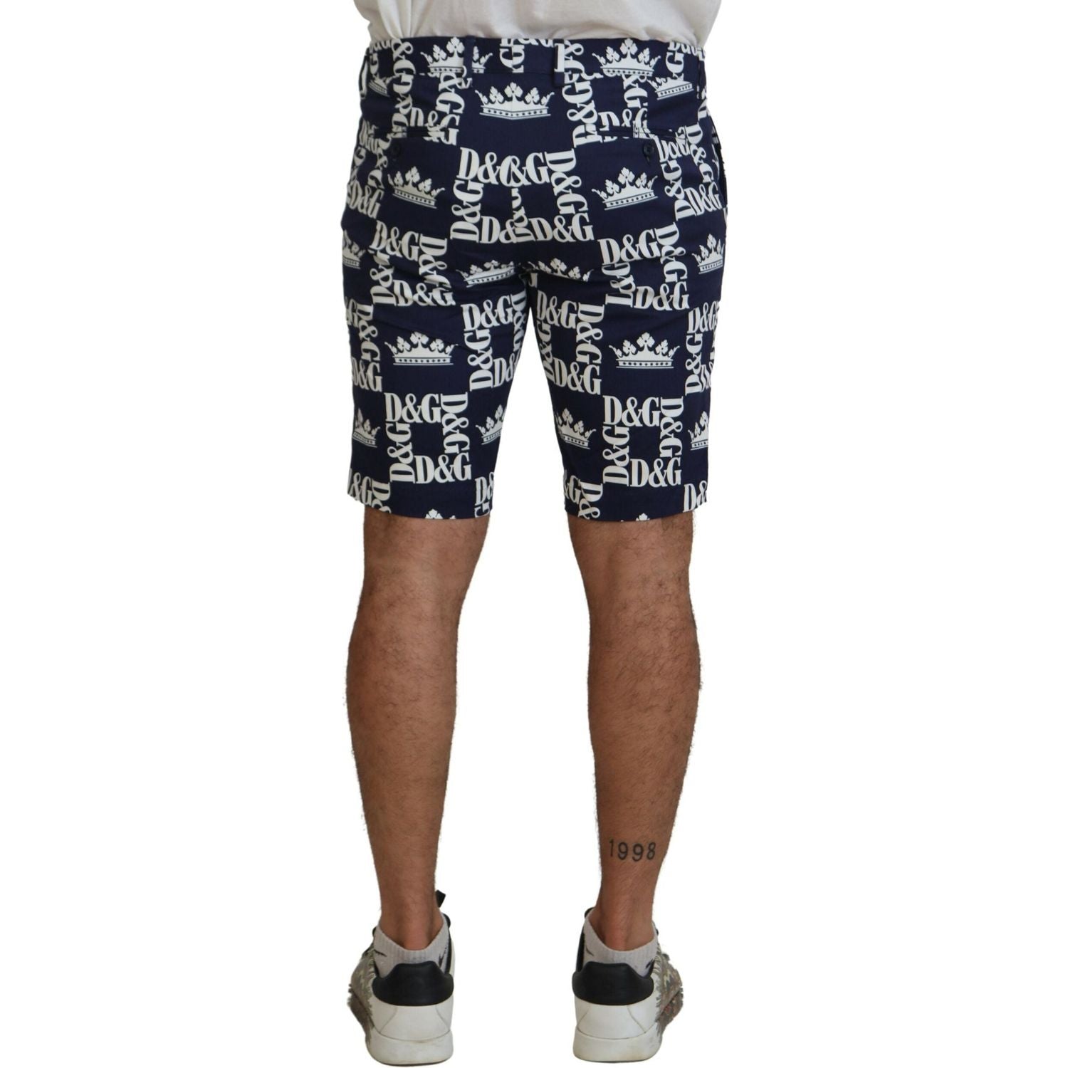Dolce & Gabbana Blue Logo Print Cotton Chinos Shorts
