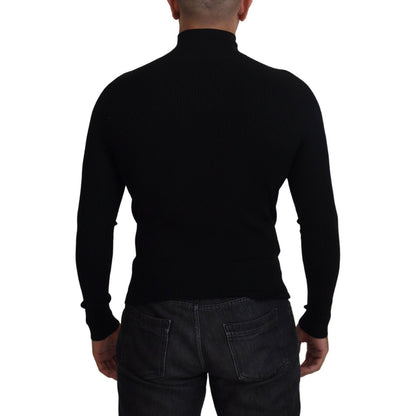 Dolce & Gabbana Black Half Zip Turtleneck Pullover Sweater