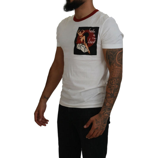 Dolce & Gabbana Cotton White Logo Print Crewneck T-shirt TSH83977-42