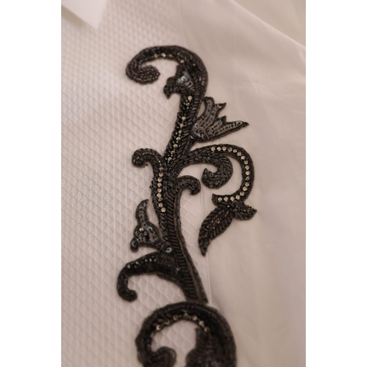 Dolce & Gabbana White Tuxedo Slim Fit Baroque Shirt