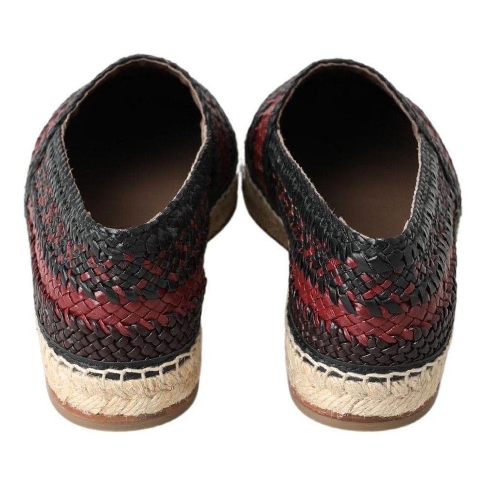 Dolce & Gabbana Black Bordeaux Buffalo Leather Espadrille Shoes MV5021-40