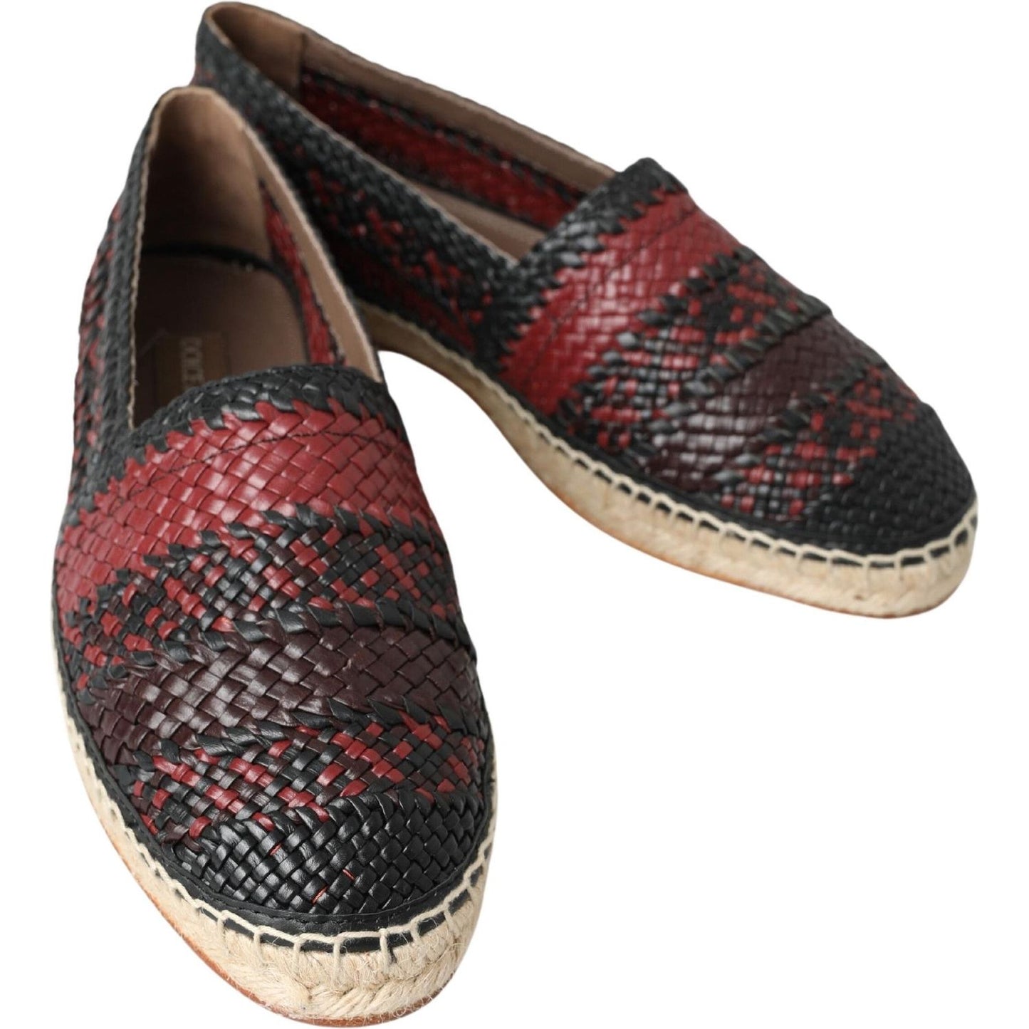 Dolce & Gabbana Black Bordeaux Buffalo Leather Espadrille Shoes MV5021-40