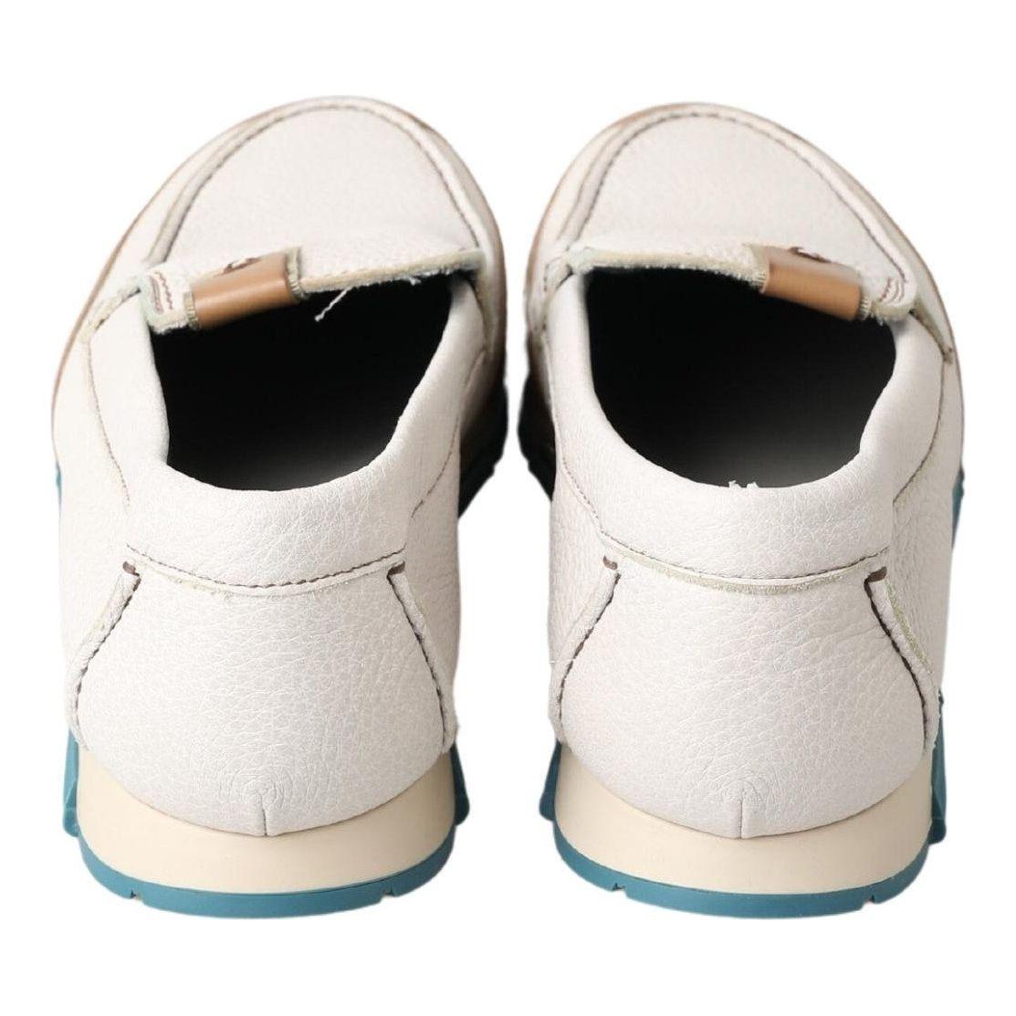 Dolce & Gabbana White Leather Loafers Moccasins Shoes