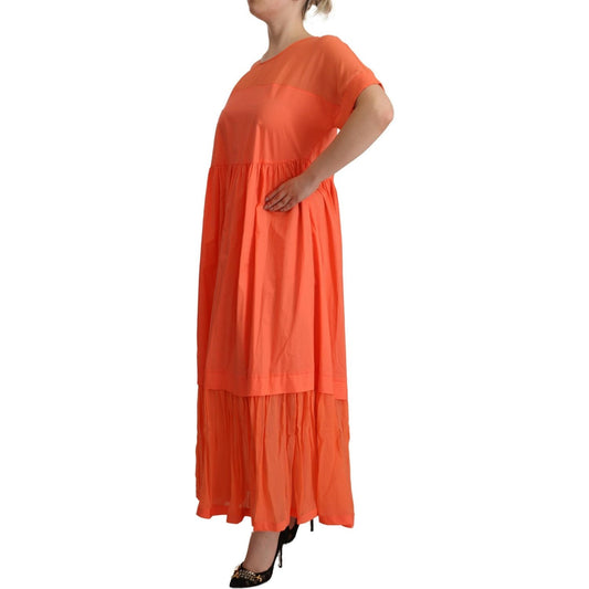Twinset Coral Cotton Blend Short Sleeves Maxi Shift Dress DR28479-44