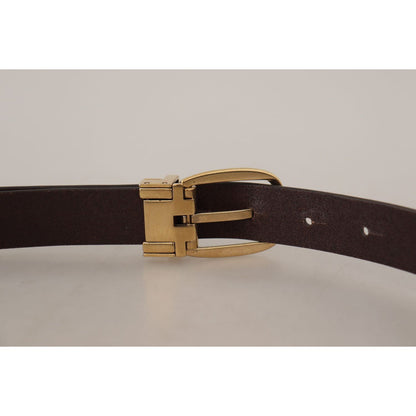 Dolce & Gabbana Dark Brown Calf Leather Gold Tone Metal Buckle