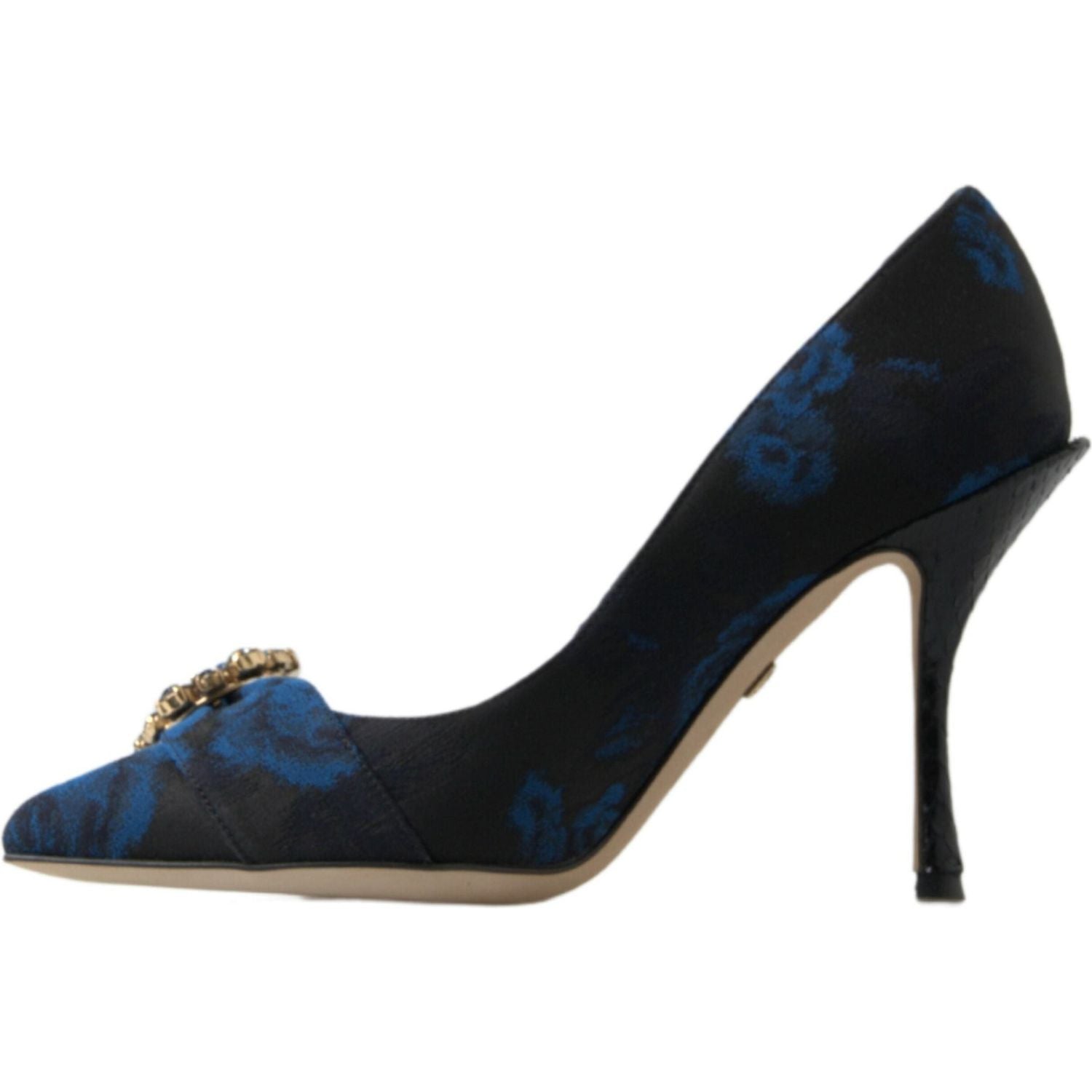 Dolce & Gabbana Blue Floral Ayers Crystal Pumps Shoes