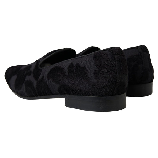 Dolce & Gabbana Black Brocade Loafers Formal Shoes MV5114-44