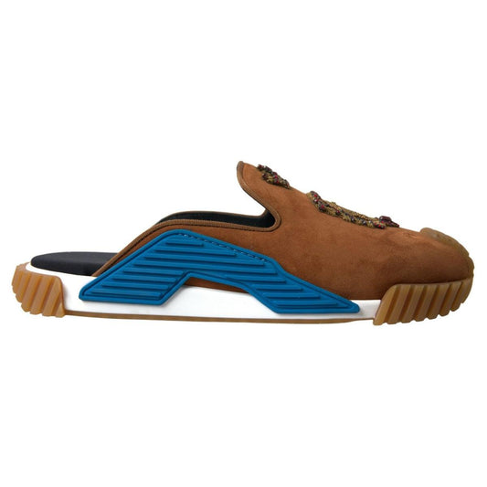 Dolce & Gabbana Brown Suede Crown Logo NS1 Slides Sandals MV5082-39