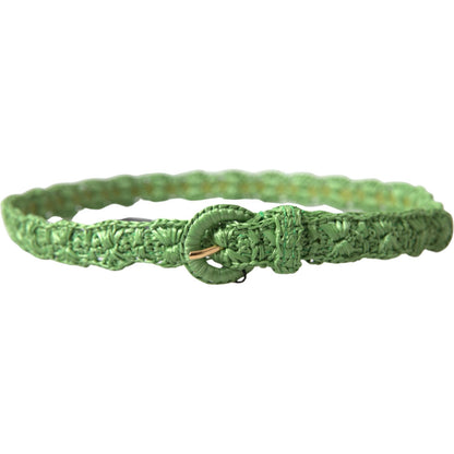 Dolce & Gabbana Green Viscose Weaved Skinny Waist Belt