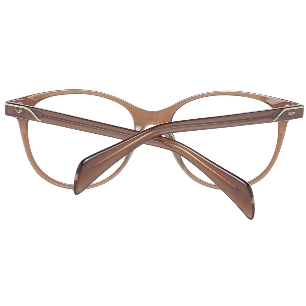 Maje Brown Women Glasses Frame in acetate with full-rim round style, featuring demo plastic lenses.