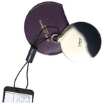 Dolce & Gabbana Purple Calfskin Leather Round Hand Mirror Holder smy101194