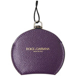 Dolce & Gabbana Purple Calfskin Leather Round Hand Mirror Holder smy101194