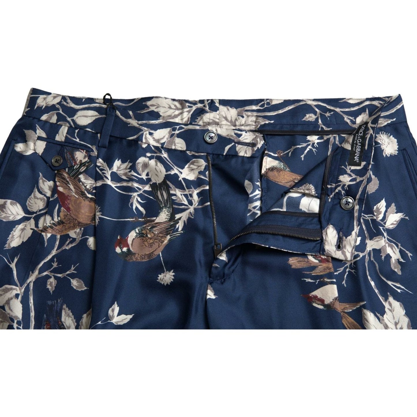 Dolce & Gabbana Blue Floral Print Silk Men Bermuda Shorts