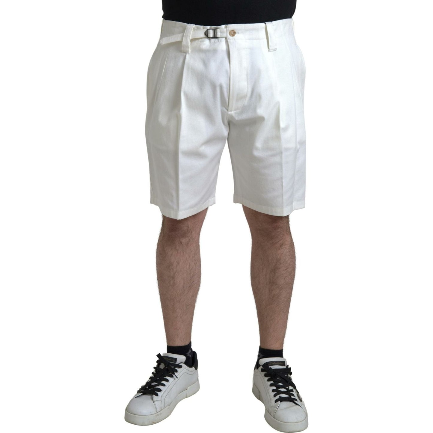 Dolce & Gabbana White Cotton Stretch Men Bermuda Denim Shorts