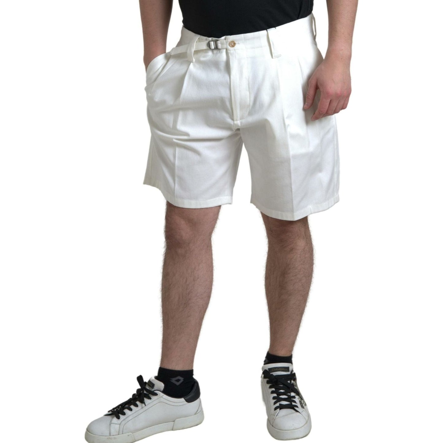 Dolce & Gabbana White Cotton Stretch Men Bermuda Denim Shorts PAN74846-56