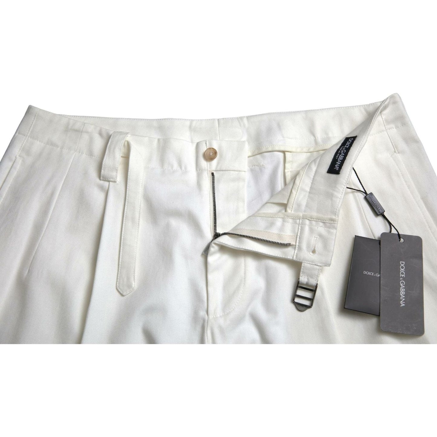 Dolce & Gabbana White Cotton Stretch Men Bermuda Denim Shorts PAN74846-56