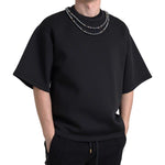 Dolce & Gabbana Black Necklace Embellished Polyester T-shirt TSH84165-48