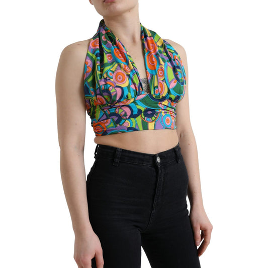 Dolce & Gabbana Multicolor Halter Sleeveless Cropped Tank Top TSH84276-40