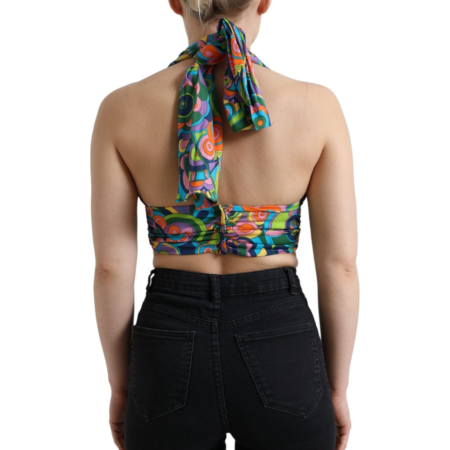 Dolce & Gabbana Multicolor Halter Sleeveless Cropped Tank Top
