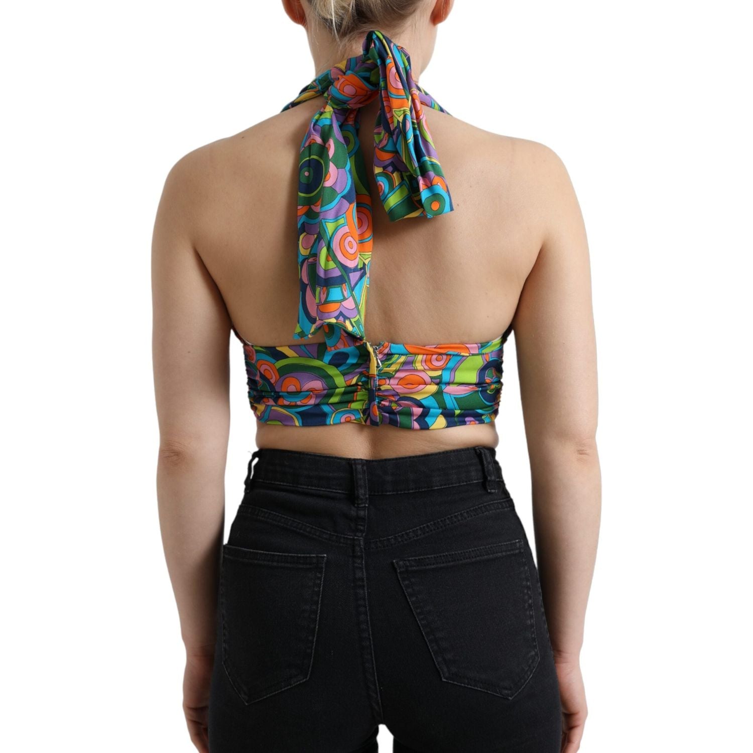 Dolce & Gabbana Multicolor Halter Sleeveless Cropped Tank Top