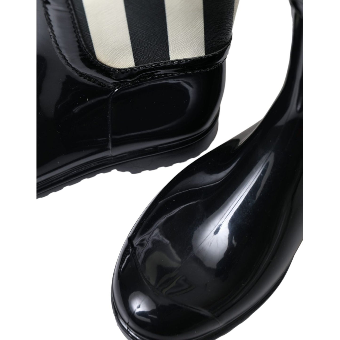 Dolce & Gabbana Black Rubber Knee High Flat Boots Shoes