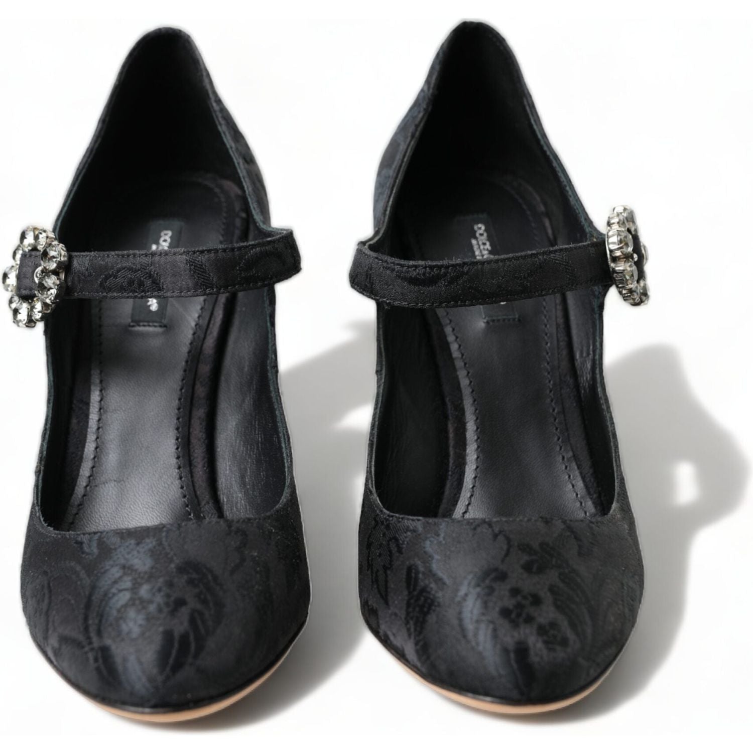 Dolce & Gabbana Black Brocade Mary Janes Heels Pumps Shoes