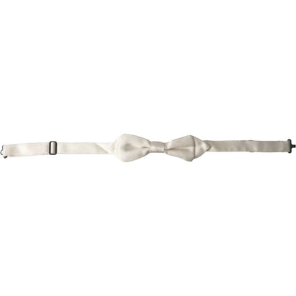 Dolce & Gabbana White Silk Slim Adjustable Neck Papillon Bow Tie