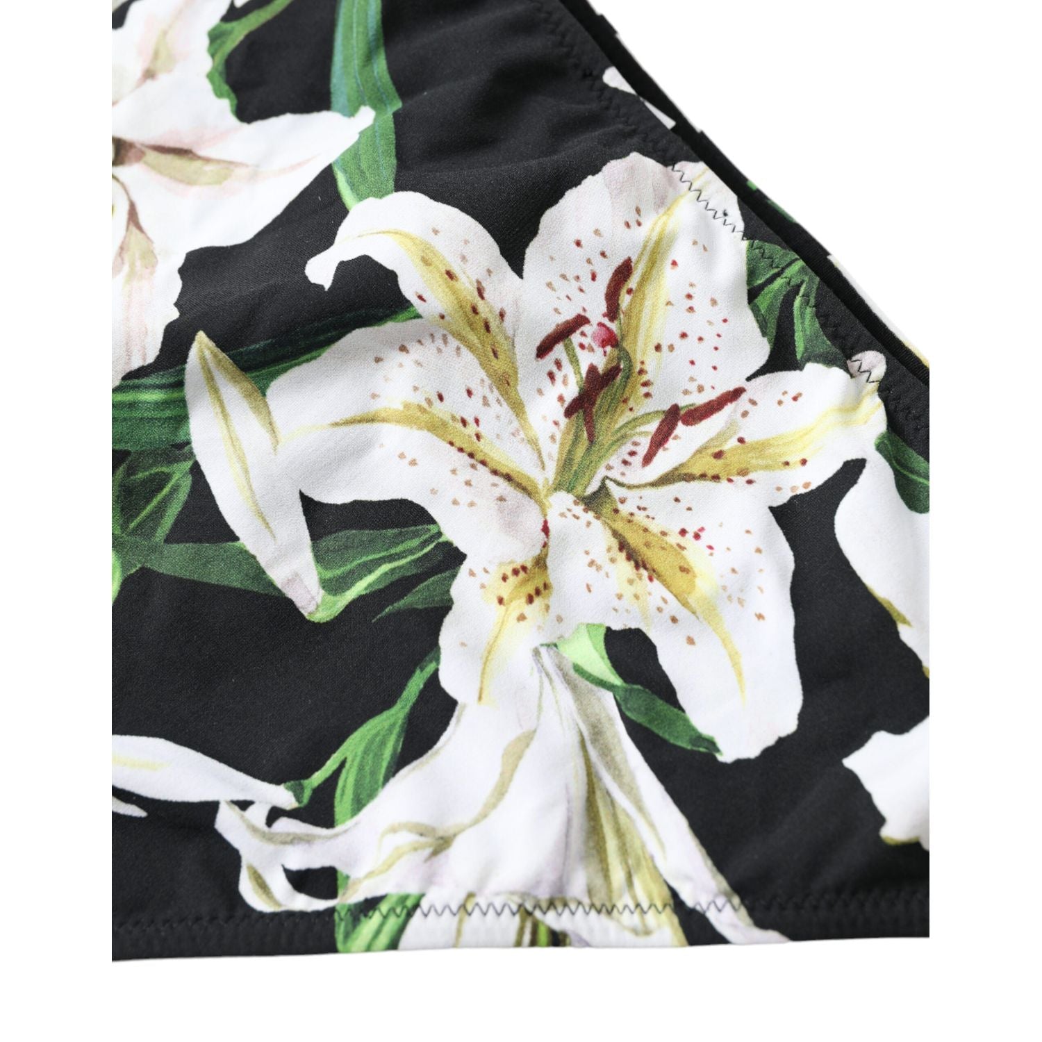 Dolce & Gabbana Black Lily Print Swimwear Bottom Beachwear Bikini
