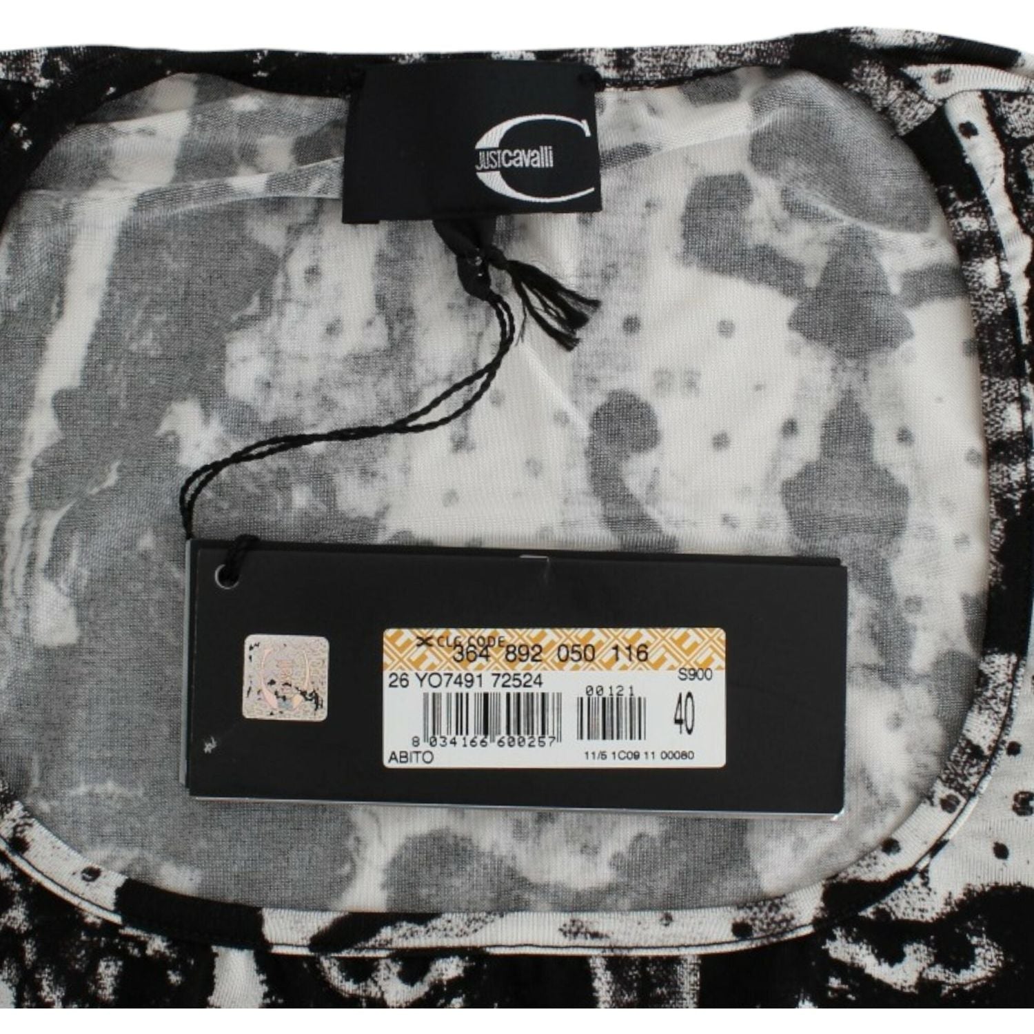 Cavalli Black Printed Sheath Dress