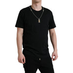 Dolce & Gabbana Black Cotton Dog Tag Round Neck T-shirt TSH84636-52