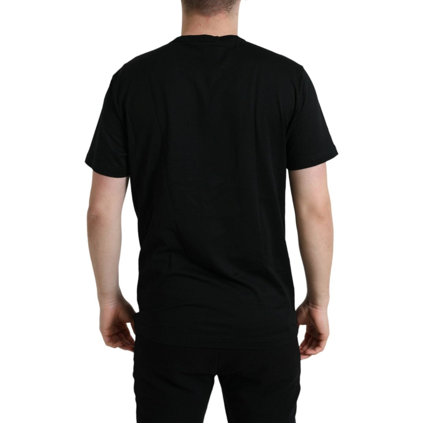 Dolce & Gabbana Black Cotton Dog Tag Round Neck T-shirt TSH84636-52